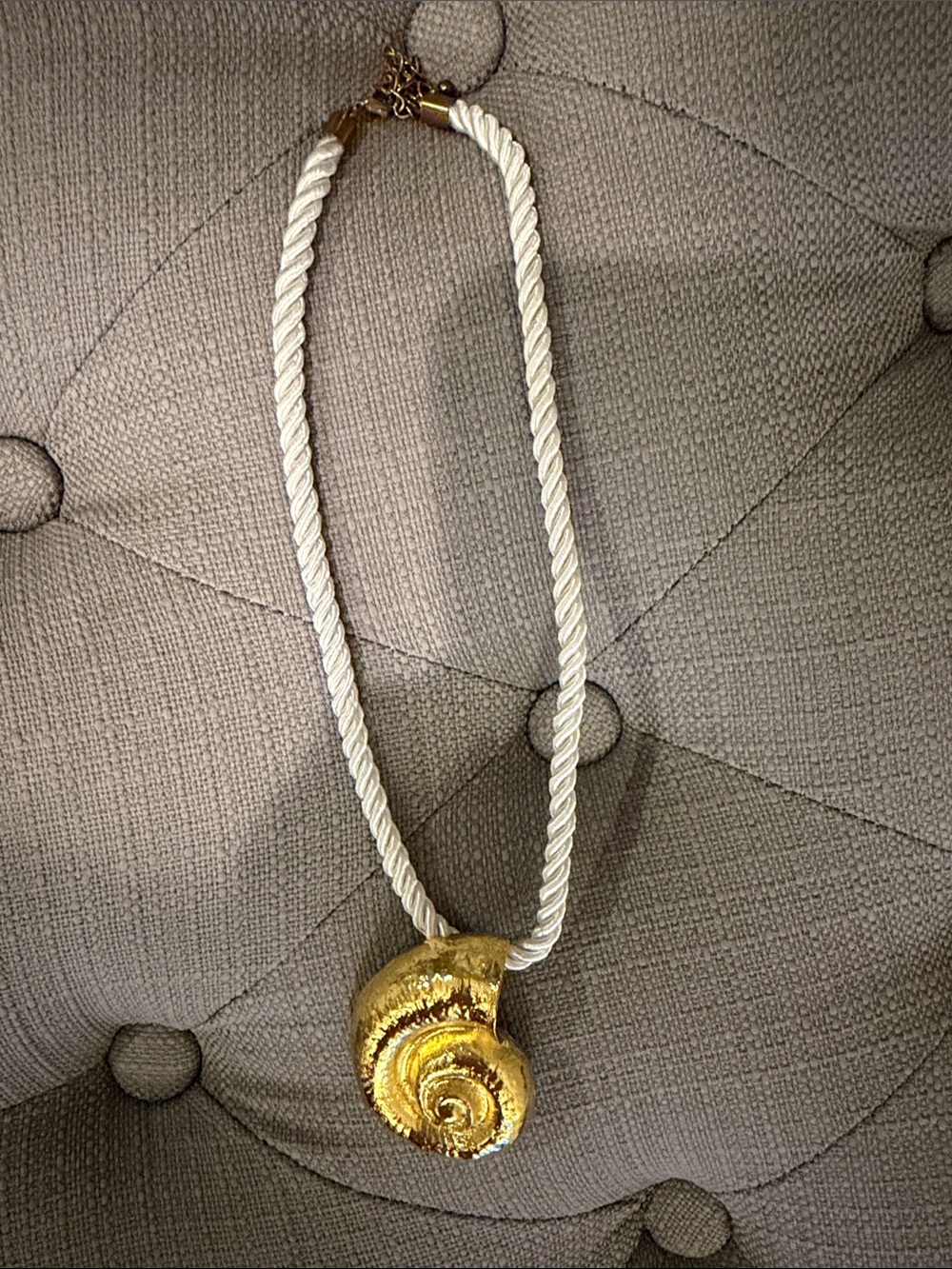 Gold Nautical Shell Pendant Rope Necklace - Brand unknown